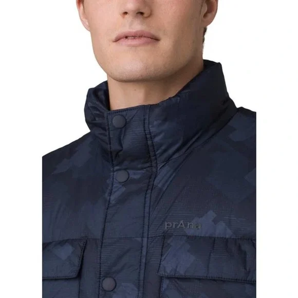 NWT prAna Red Slate Vest in Nautical Camo Large Navy Quilted Pockets #A1086 - Picture 3 of 16